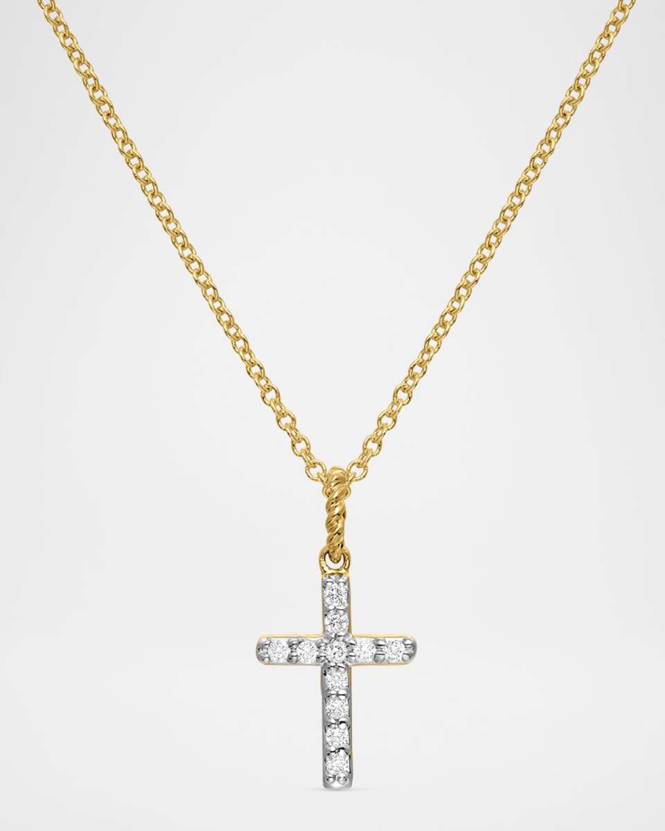 Cable Collectibles Cross Necklace with Diamonds in Gold on Cha